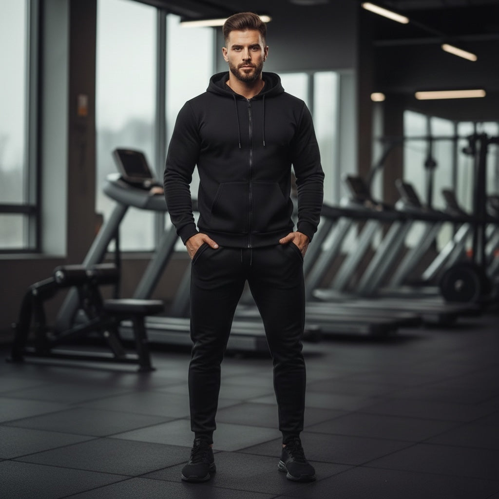 Ensemble de jogging homme 2 pièces – Sweat à capuche zippé & pantalon – Automne/Hiver
