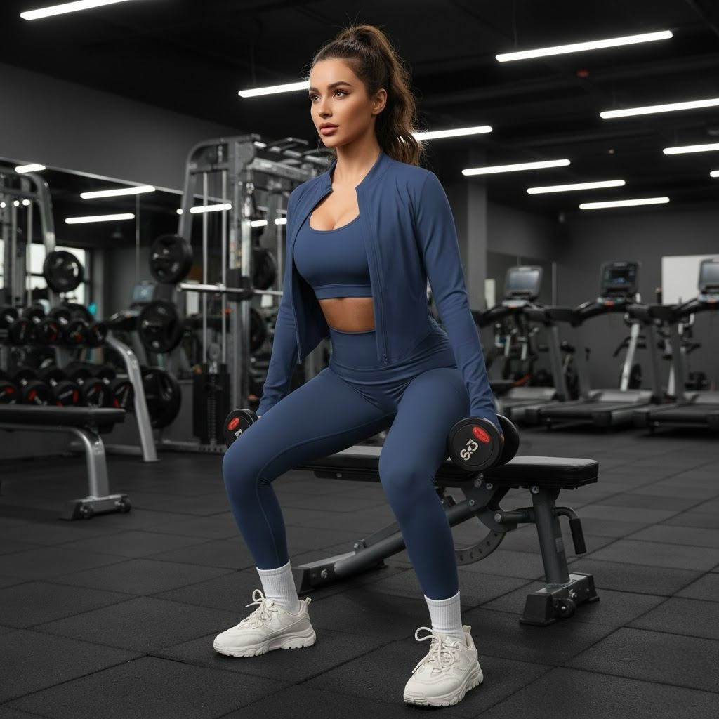 Ensemble de sport 3 pièces pour femmes – Yoga, Fitness & Gym | Soutien-gorge, Veste à glissière et Leggings